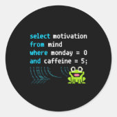 Selecteer Motivation Frog – Funny Pixel SQL Code Ronde Sticker (Voorkant)