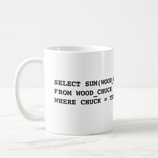 SELECTEER SUM (WOOD_QTY) UIT WOOD_CHUCKWHERE CHUCK KOFFIEMOK (Links)