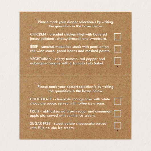 Selectie in het menu Eenvoudig script voor plattel Visitekaartjes (Binnenkant ongevouwen)