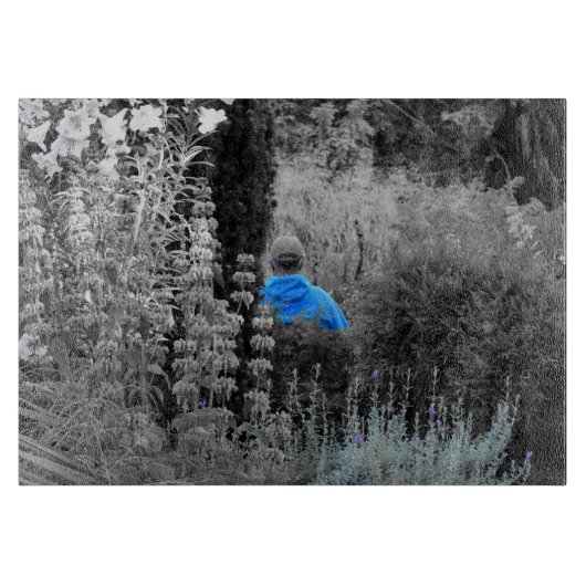 Selectief Blue Garden bezoeker snijplank (Voorkant)