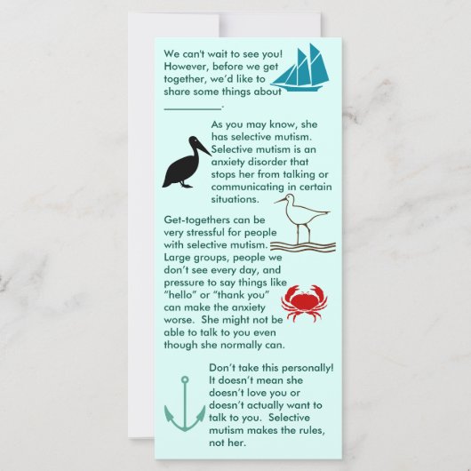 Selectief mutisme haal een meidenflatkaart bij elk (Voorkant)