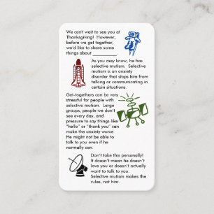 Selectief Mutisme haal het Visitekaartje van een j