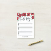Selectievakje voor poppy's en penseelscript om de  post-it® notes (Op bureau)