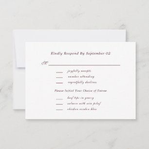 Sélection de menu de mariage chic en script rouge