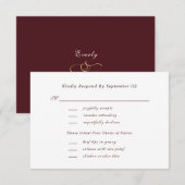 Sélection de menu de mariage chic en script rouge (Devant / Derrière)