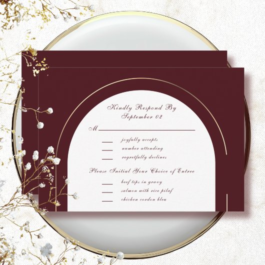 Sélection de menu de script de cadre or rouge fonc
