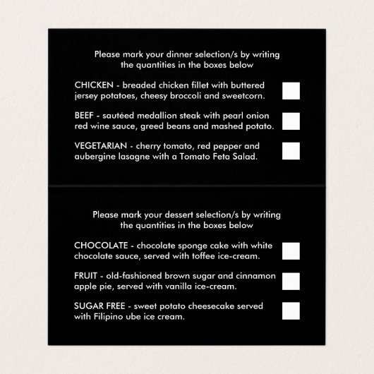 Sélection de menu simple noir et blanc moderne (Intérieur déplié)