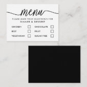 Sélection de menu simple noir et blanc moderne (Devant / Derrière)