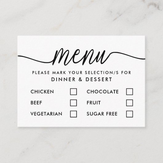 Sélection de menu simple noir et blanc moderne (Devant)