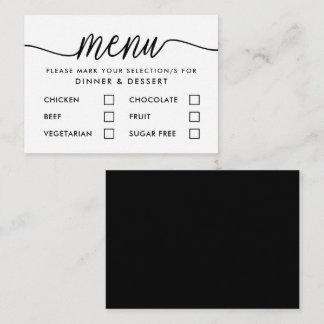 Sélection de menu simple noir et blanc moderne