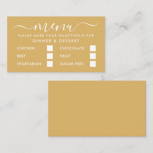 Sélection de menu simple or et blanc moderne (Devant / Derrière)