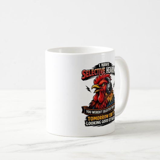 Selective Hearing Cat Mug | Funny Rooster (Devant droit)