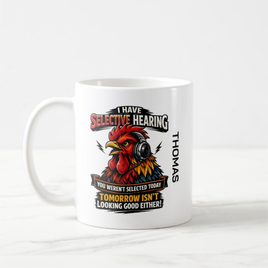 Selective Hearing Cat Mug | Funny Rooster Koffiemok (Links)