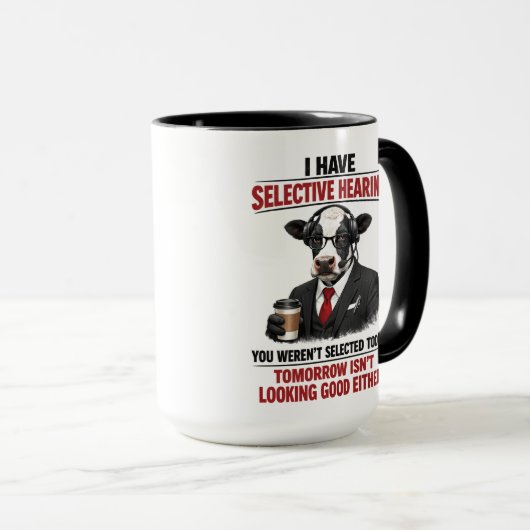 Selective Hearing cow Mug | Funny Coworker (Devant droit)