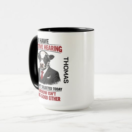 Selective Hearing cow Mug | Funny Coworker (Devant gauche)