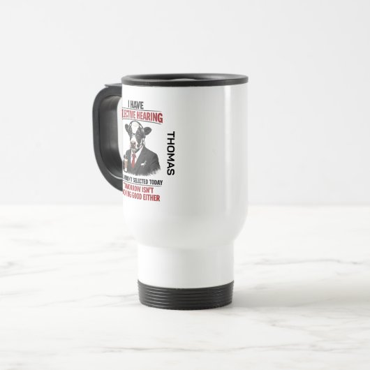 Selective Hearing cow Mug | Funny Coworker (Devant gauche)