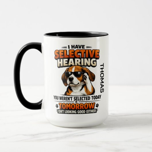 Selective Hearing dog Mug | Funny Coworker (Gauche)