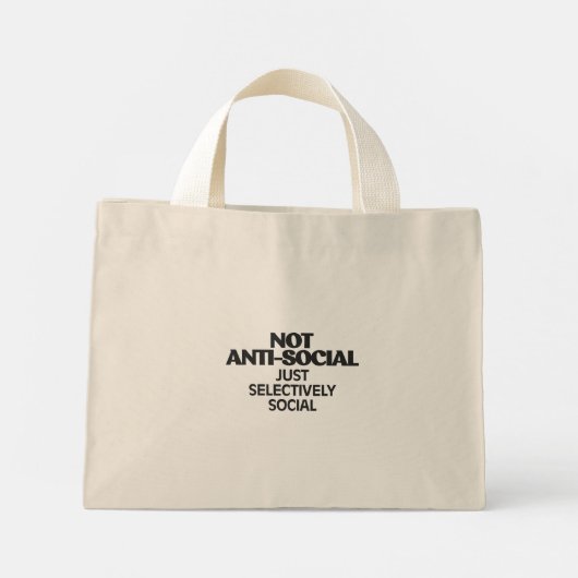Selectively Social Statement Typography Design Mini Tote Bag (Achterkant)