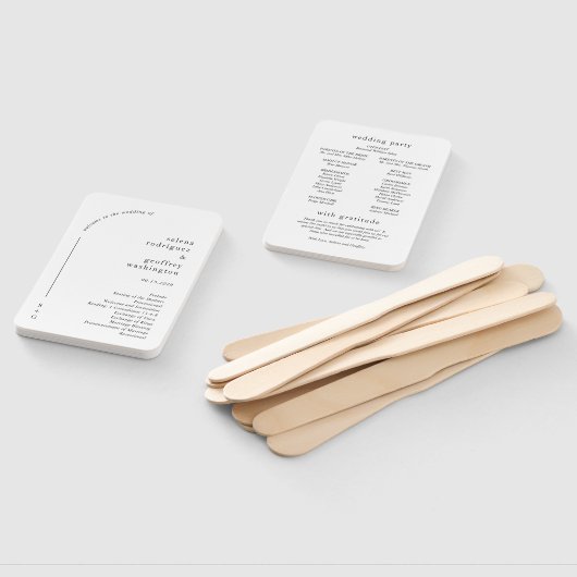 Selena minimalistische boog modern huwelijksprogra handwaaier (Niet-gemonteerd)