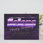 Selena Nom Prénom lila retro Carte Anniversaire (Debout devant)