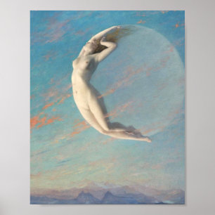 Selene van Albert Aublet 1880 vrouw en maan Poster