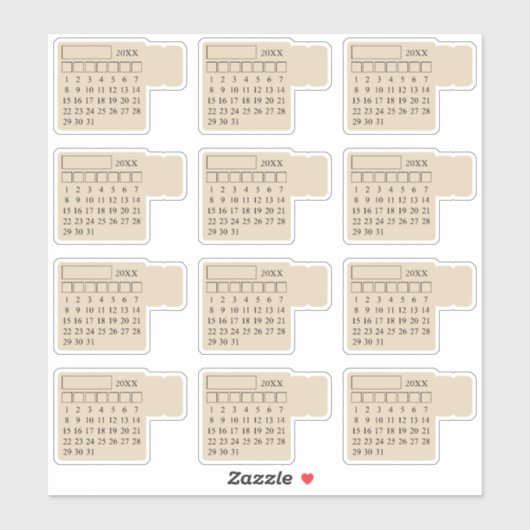Self Adhesive Index Tabs Monthly Generic Calendar Sticker (Vel)