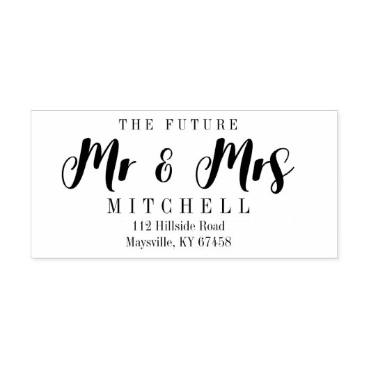 Self-Ink Script Future Mr en Mrs Return Adres Rubberstempel (Afrduk)