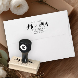 Self-Ink Script Future Mr en Mrs Return Adres Rubberstempel