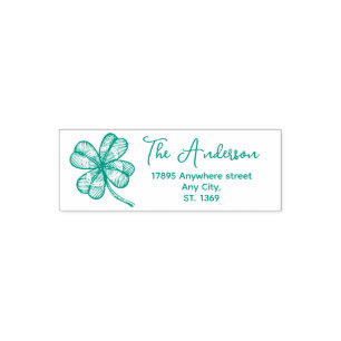 Self Inking Retour Adres Stempel met Lucky Clover