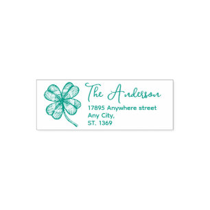 Self Inking Retour Adres Stempel met Lucky Clover