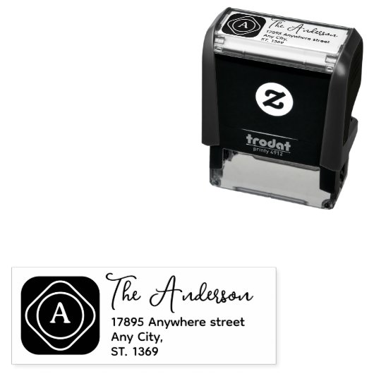 Self Inking Retouradres Stempel met monogram (In situ)