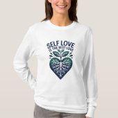 Self Love Best Love Quote Green Heart Design T-shirt (Voorkant)