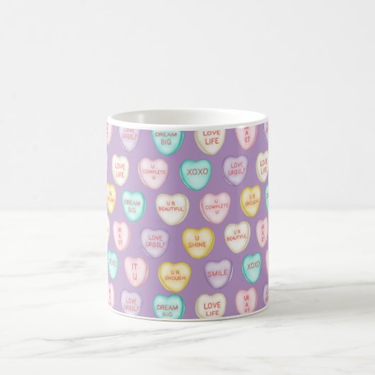 Self Love Candy Hearts - Purple Coffee Mug (Centre)