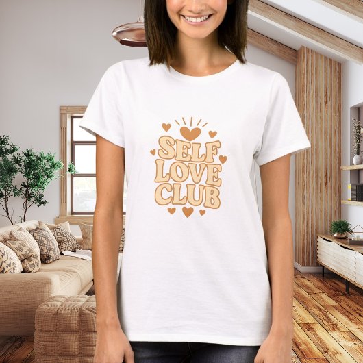 Self Love Club beige quote humor T-shirt