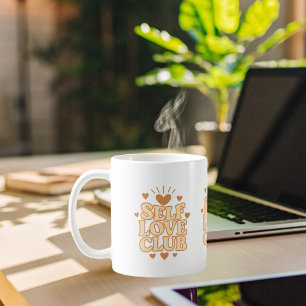 Self Love Club oranje retro humor Koffiemok