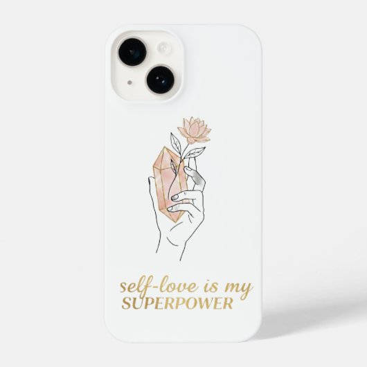 Self-Love - Rose Quartz Crystal Iphone Hoesje (Achterkant)