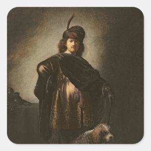 Self Portrait in Oriental Costume, 1631 Vierkante Sticker