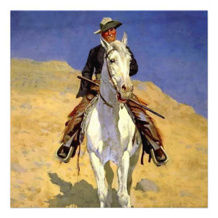 "Self Portrait on a Horse" van Frederic Remington Foto Afdruk