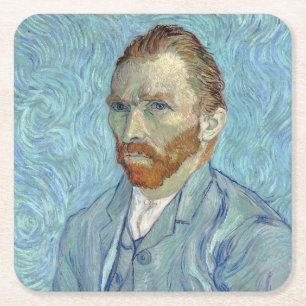 Self-Portrait, Vincent van Gogh, 1889 Vierkante Kartonnen Onderzetter