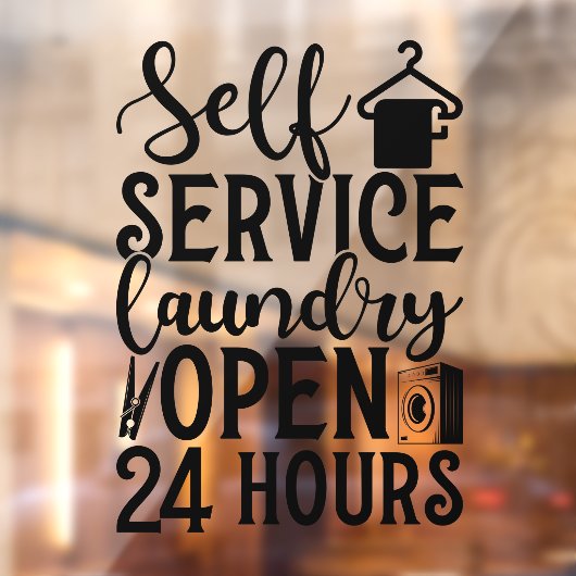 Self Service Laundry Open 24 Hours Raamsticker (Vel 2)