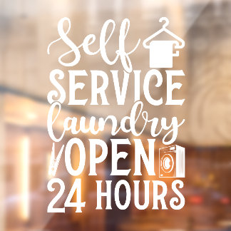 Self Service Laundry Open 24 Hours Raamsticker