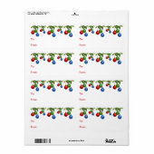 Self-Stick Gift Label: gekleurde kerstballen Etiket (Full Sheet)