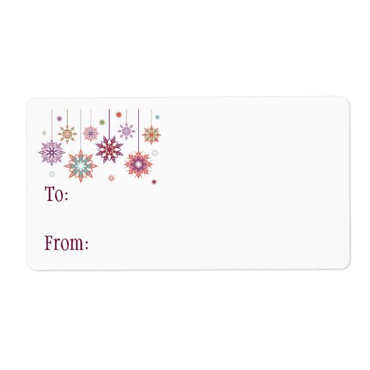 Self-Stick Gift Label: gekleurde kerstsnowflakes Etiket (Voorkant)