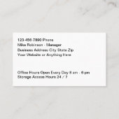 Self Storage Theme Business Cards Visitekaartje (Achterkant)