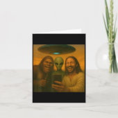 Selfie Bigfoot Jezus Alien - Cryptid Grappige Sasq Kaart (Voorkant)