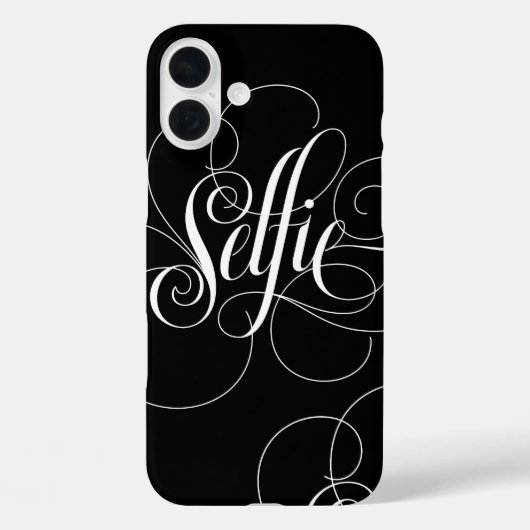 SELFIE Calligaphy Lettering Black White Elegance Case-Mate iPhone Case (Achterkant)