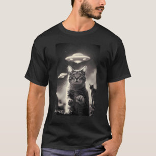 Selfie Cat UFO Ca voor mannen Katten zijn Aliens T-shirt