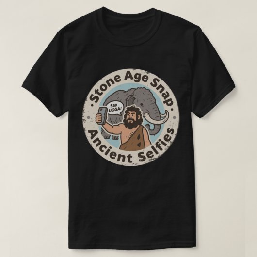 Selfie Caveman Mammoth T-shirt (Design voorkant)