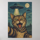 Selfie Chat Avec OVNI Poster D'Art Mur Imprimer (Devant)