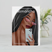 Selfie Femme Anniversaire Foil Invitation (Debout devant)